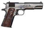 Cnc Firearms CNCLINEAGE Colt Government Lineage 45 ACP 7+1 5" Stainless Match Grade Barrel, Color Case Hardened Stainless Steel Serrated Slide & Frame, Chocolate Alligator Grip