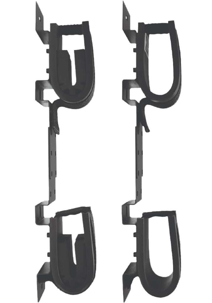 Rugged Gear Screw Mount Double Hook Black Steel Gun Rack