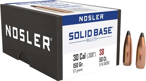 Nosler 30 Caliber 284 150 Grain Solid Base Spitzer Reloading Bullet 50 Count