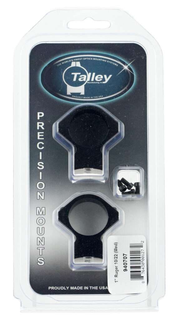 Talley Scope Mount Ring Combo 1 Inch Tube Ruger 10/22 Medium Rings Accessory