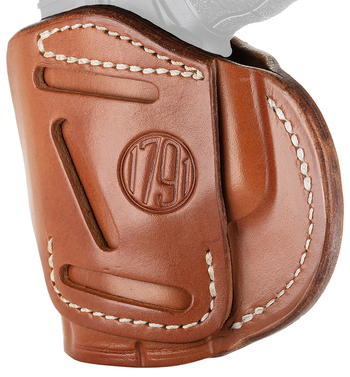 1791 Gunleather 4-Way Inside-Outside-The-Waistband Classic Brown Holster 1 1791 Gunleather 4WH4CBRR 4-Way IWB/OWB Size 04 Classic Brown Leather Belt Clip Compatible w/Glock 26/Springfield XD/XDS/S&W Shield Plus Right Hand