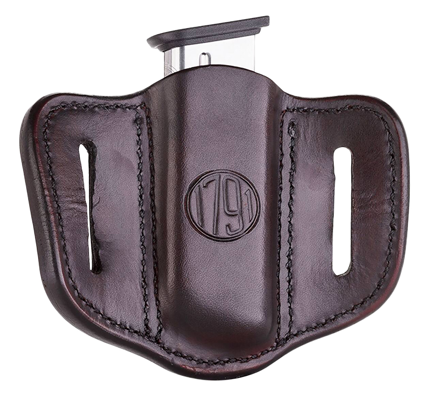 1791 Gunleather MAG1.1 Single Magazine Belt Slide Holster 1 1791 Gunleather MAG11SBRA MAG1.1 Single Mag Holster Signature Brown Leather Belt Slide Compatible w/ Single Stack Ambidextrous