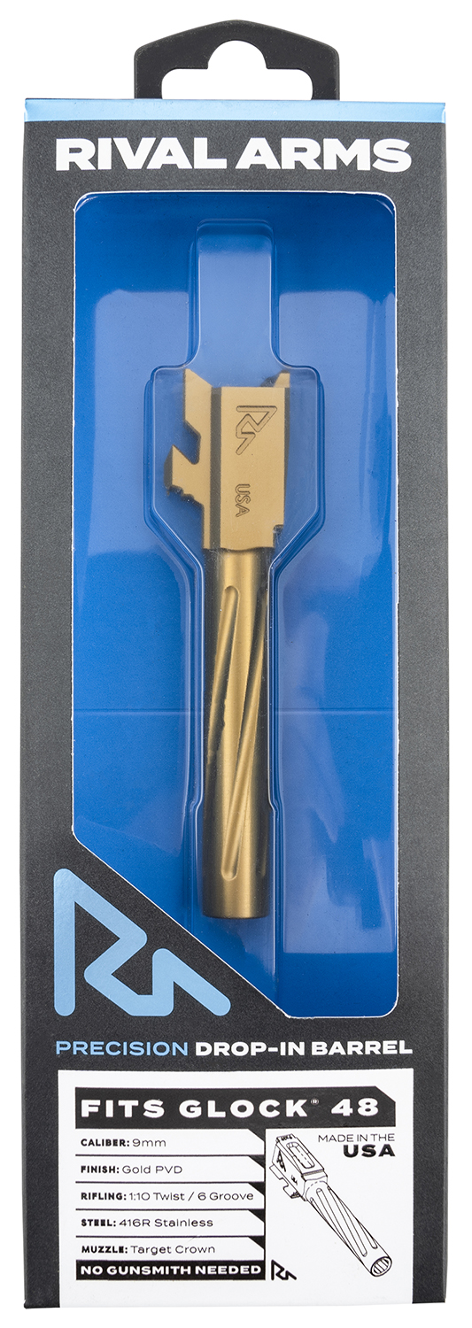 Rival Arms Precision Match Grade 9mm Luger 4.17 Inch Gold Stainless Pistol Barrel