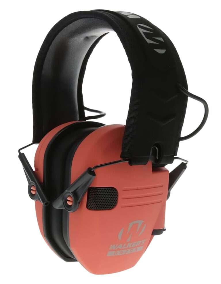 Walkers Razor Slim Electronic Earmuff 23 dB Over the Head Coral Black Accessory