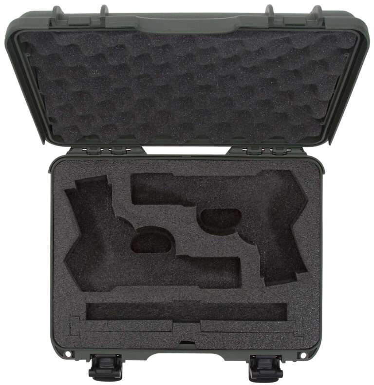 NANUK 910 Classic Olive Polymer 2 Up Pistol Case with Latches and Closed-Cell Foam Padding