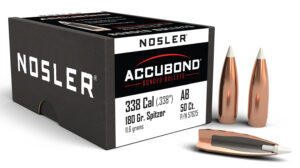 Nosler AccuBond 338 Caliber 180 Grain Spitzer Point Boat Tail Ammunition