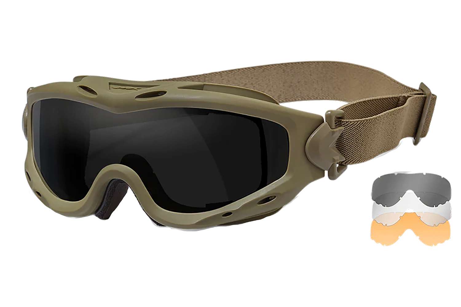 Wiley X Spear Goggles Smoke Gray Clear Light Rust Lens Tan Frame Accessory 1 Wiley X Spear Goggles Smoke Gray Clear Light Rust Lens Tan Frame Accessory