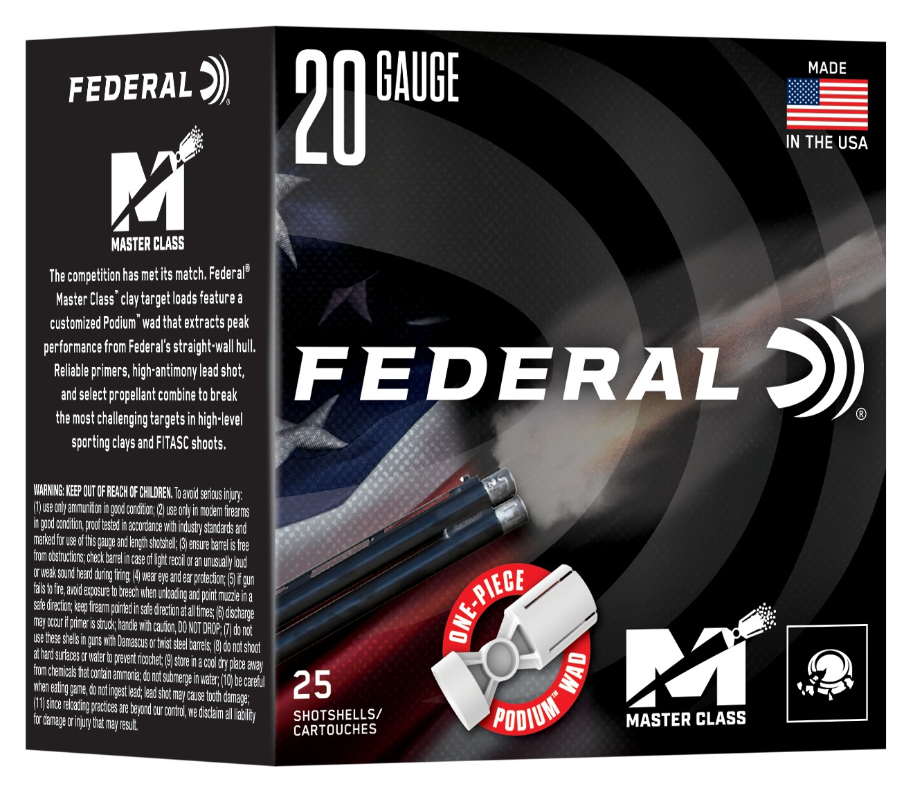 Federal Master Class 20 Gauge 2-3/4 Inch Shotgun Ammunition 1 Federal Master Class 20 Gauge 2-3/4 Inch 7/8oz Number 8 Lead Shotgun Ammunition