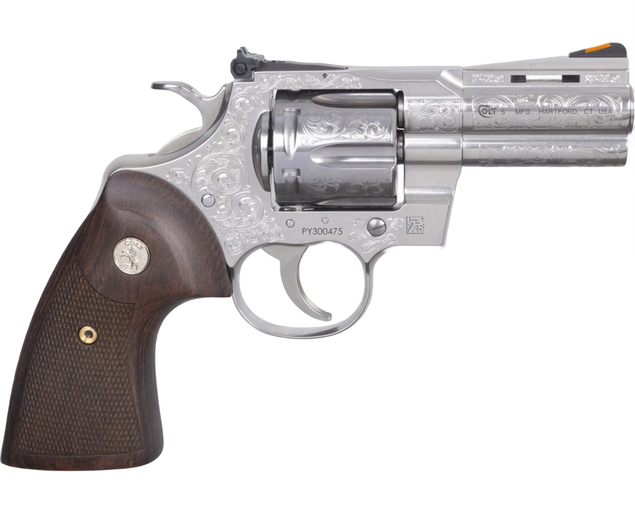 Colt Python Special Edition 357 Magnum 3 Inch Stainless Steel Engraved Revolver 1 Colt Python Special Edition 357 Magnum 3 Inch Stainless Steel Engraved Revolver