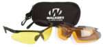 Walker's GWPASG4L2 Sport Glasses Combo Adult Clear/Smoke Gray/Amber/Yellow Lens Polycarbonate Black Frame