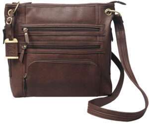 Bulldog Cross Body Shoulder Purse with Holster Brown Leather