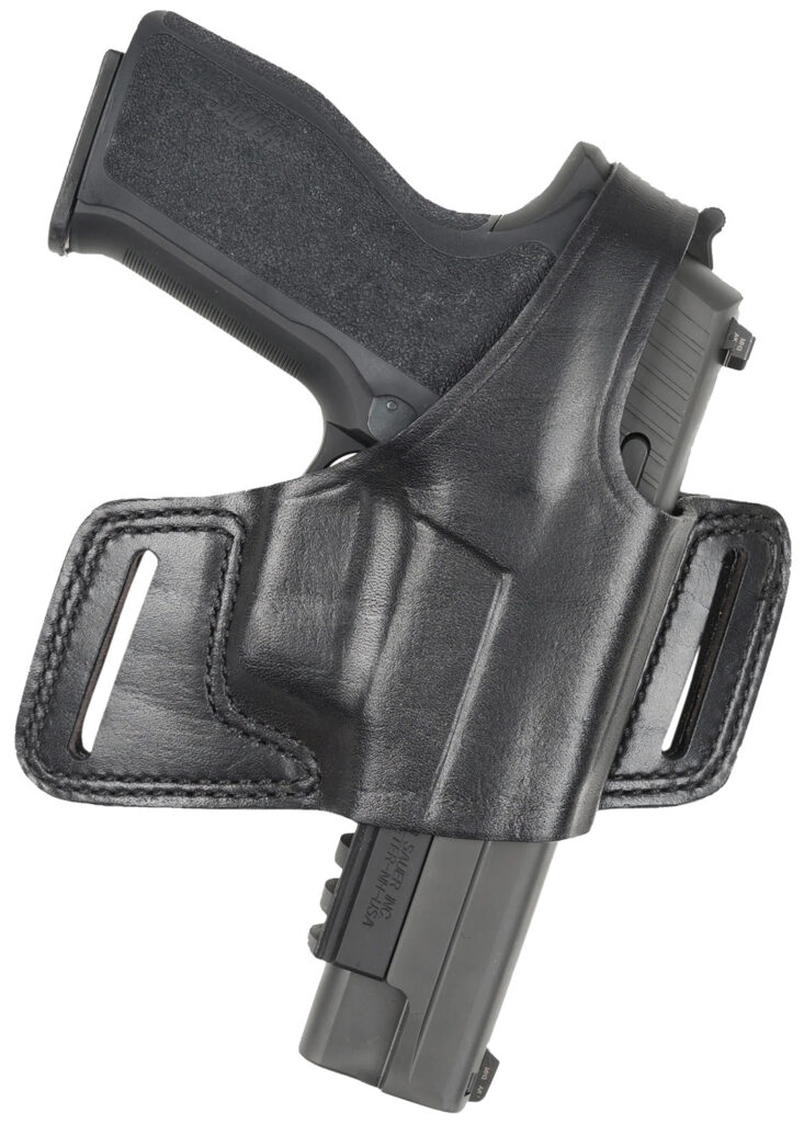 Bianchi Black Widow Size 14 Black Leather Belt Slide Holster