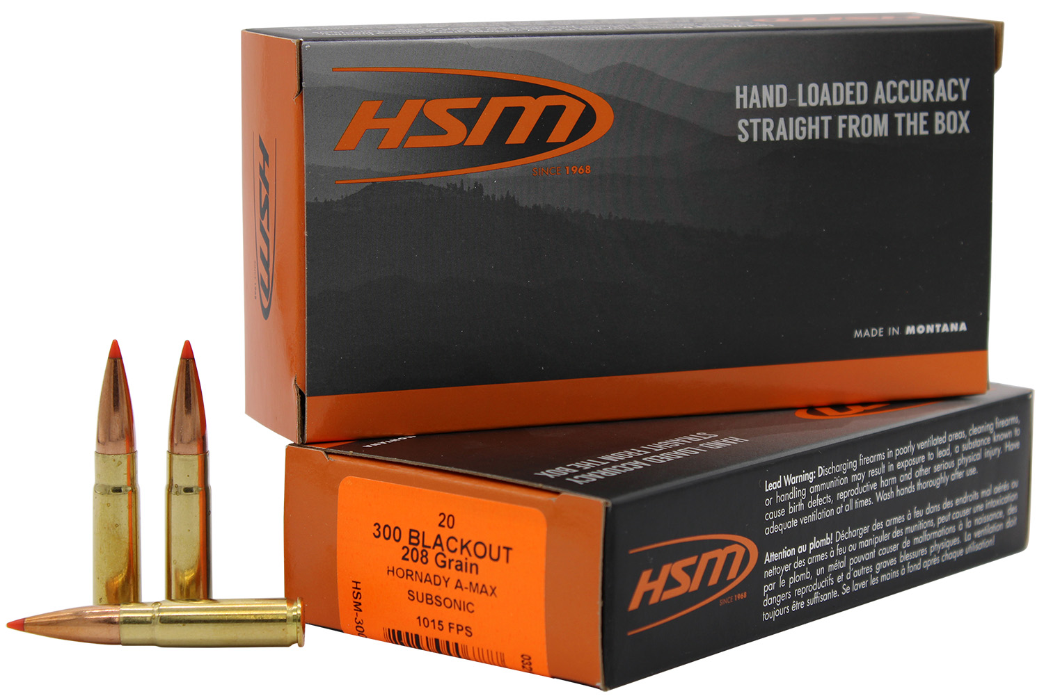 HSM 300 Blackout 208 Grain Hornady A-Max Match Ammunition 1 HSM 300 Blackout 208 Grain Hornady A-Max Match Ammunition