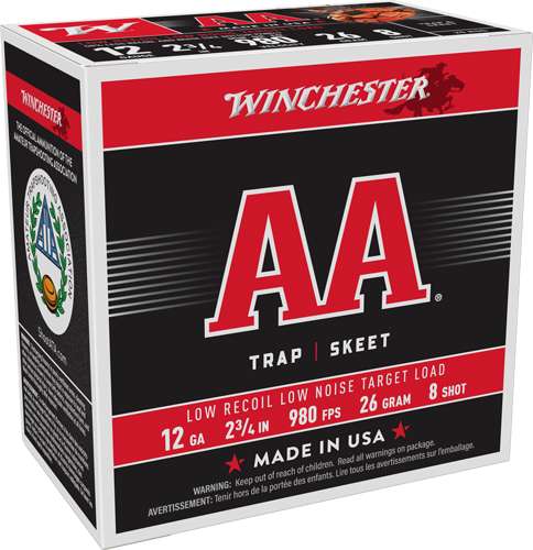 Winchester AA 12 Gauge 2-3/4 Inch Number 8 Shot 25 Round Shotgun Ammunition
