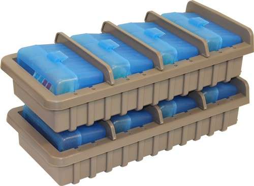 MTM Ammo Rack with 4 RS50 50 Round Flip Top Boxes Clear Blue Dark Ether Accessory 1 MTM Ammo Rack with 4 RS50 50 Round Flip Top Boxes Clear Blue Dark Ether Accessory