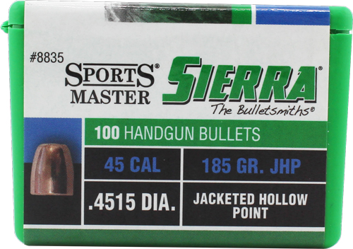 Sierra .45 Caliber .4515 185 Grain JHP Reloading Bullet 100 Count