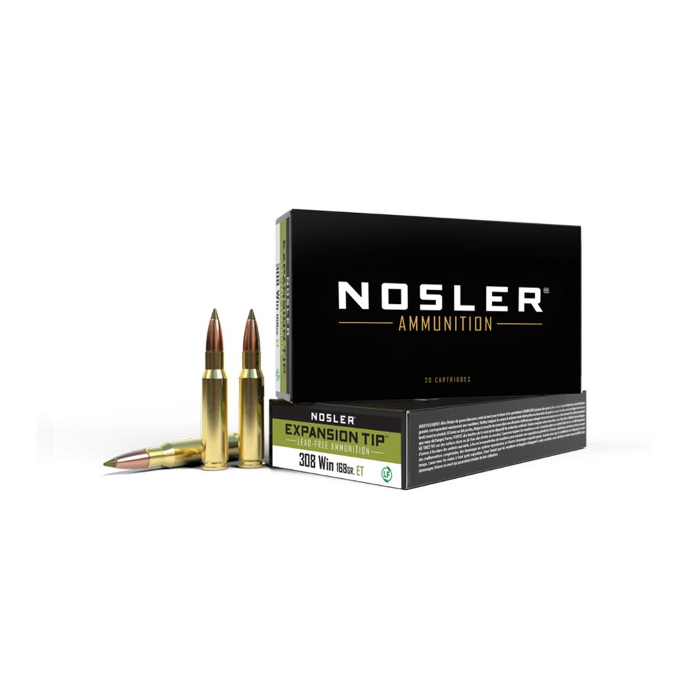 Nosler ETA 308 Winchester 168 Grain Rifle Ammunition 1 Nosler ETA Rifle Ammunition .308 Win 168gr ET SP 2750 fps 20/ct