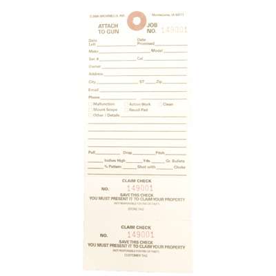 Brownells Double-Stub Claim Checks 500 Pack Accessory