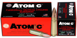 Atomic 7.62x39mm 220 Grain Subsonic Hollow Point Boat Tail Ammunition 50 Round
