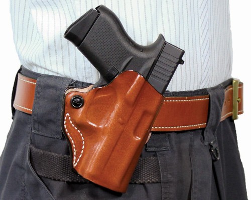 DESANTIS MINI SCABBARD HOLSTER - RH OWB LEATHER GLK 2627 TAN 1 DESANTIS MINI SCABBARD HOLSTER – RH OWB LEATHER GLK 2627 TAN