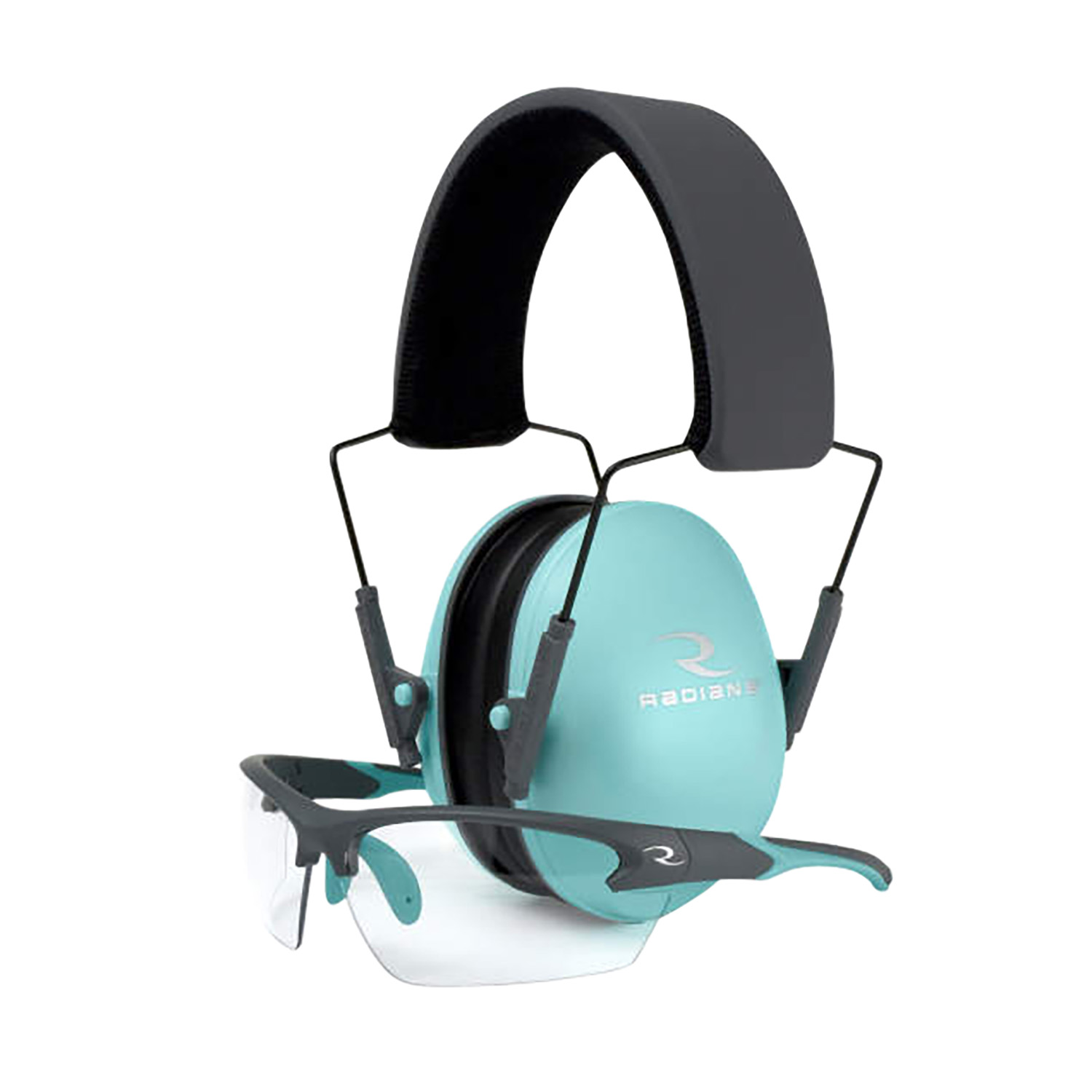 Radians LS0820CKCS G4 Junior Shooting Glasses Youth Clear Lens Charcoal Gray with Aqua Accents Frame 1 Radians LS0820CKCS G4 Junior Shooting Glasses Youth Clear Lens Charcoal Gray with Aqua Accents Frame