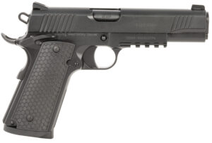 Home 32 Girsan 392060 MC1911 S Untouchable Full Size 45 ACP 8+1 5" Black Steel Barrel, Black Serrated Steel Slide & Frame w/Beavertail & Picatinny Rail, Black Polymer Grip