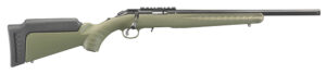 Ruger 8336 American Rimfire Sports South Exclusive Full Size 17 HMR 9+1 18" Satin Blued Steel Threaded Barrel & Alloy Steel Receiver w/Scope Rail, Green Fixed Synthetic Stock, Right Hand
