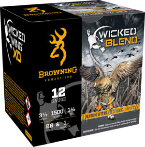 12 Gauge Firearms and Ammunition 21 Browning Ammo B193431240 Wicked Blend 12Gauge 3.50" 1 1/2oz BB/1BI Shot 25 Per Box/10 Case