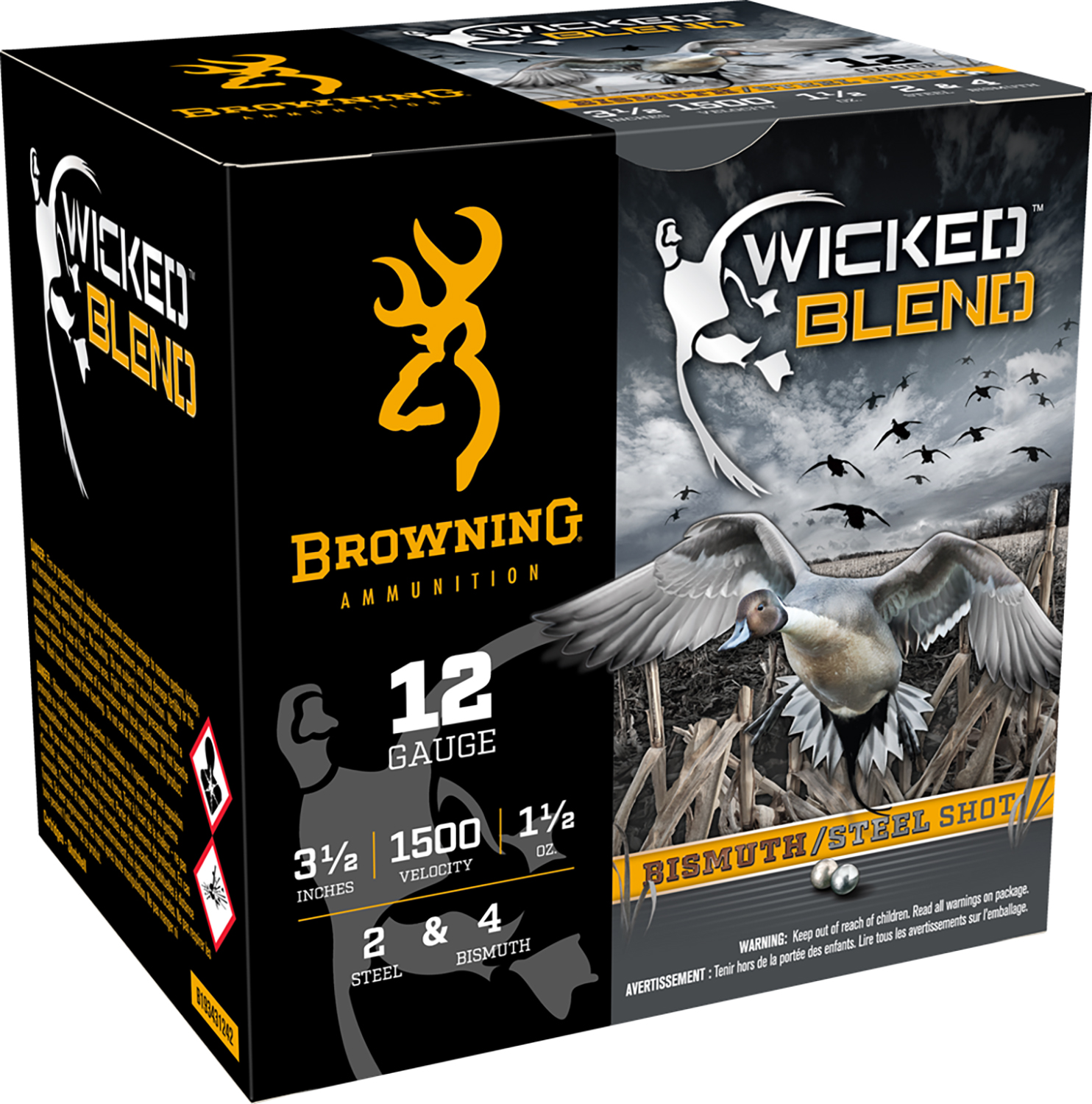 Browning Ammo B193431242 Wicked Blend 12Gauge 3.50" 1 1/2oz 2/4BI Shot 25 Per Box/10 Case 1 Browning Ammo B193431242 Wicked Blend 12Gauge 3.50" 1 1/2oz 2/4BI Shot 25 Per Box/10 Case