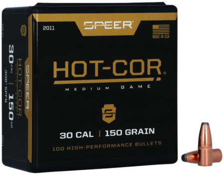 Speer 2011 Hot-Cor 30Cal 150gr Soft Point Flat Nose 100 Per Box/5 Case