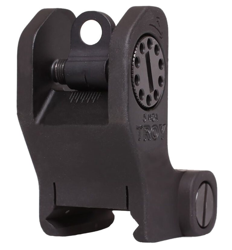 Troy Ind SSIGFRSROBT00 Rear Fixed BattleSight Round Black Hardcoat Anodized for AR-15/AR-10