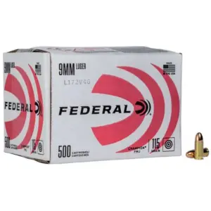 FEDERAL 9MM LUGER 115GR FMJ CHAMPION 500RD BULKPACK 500 RD/BX 1 BX/CS