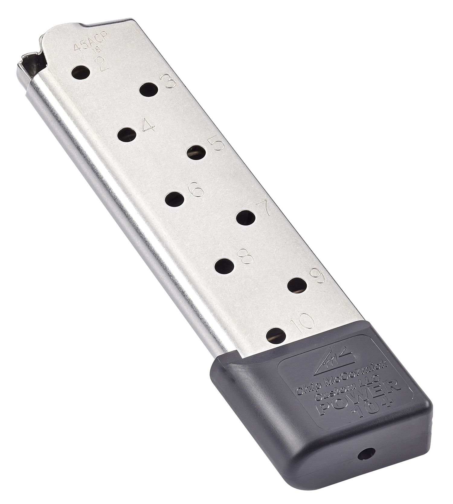 CMC Products 12150 Power Mag Plus 10rd 45 ACP Fits 1911 Government Stainless Steel w/ Black Base Pad 1 CMC Products 12150 Power Mag Plus 10rd 45 ACP Fits 1911 Government Stainless Steel w/ Black Base Pad