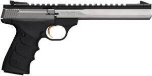 Browning 051508490 Buck Mark Contour 22 LR 10+1 7.25" Contoured Barrel, Matte Stainless Serrated Steel Optic Ready Slide, Matte Black Aluminum Frame, Finger Grooved Black Ultragrip RX Grip