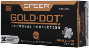 SPEER GOLD DOT 9MM LUGER - 124GR GDHP 50RD 10BX/CS
