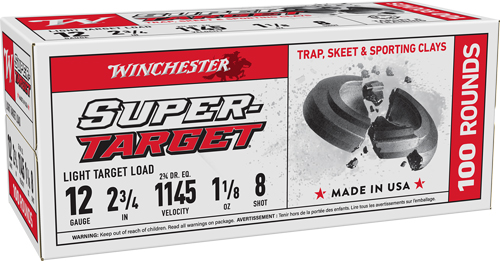 WINCHESTER TARGET 12GA 2.75" - 1-1/8OZ #8 1145FPS 200RD CASE 1 WINCHESTER TARGET 12GA 2.75" - 1-1/8OZ #8 1145FPS 200RD CASE