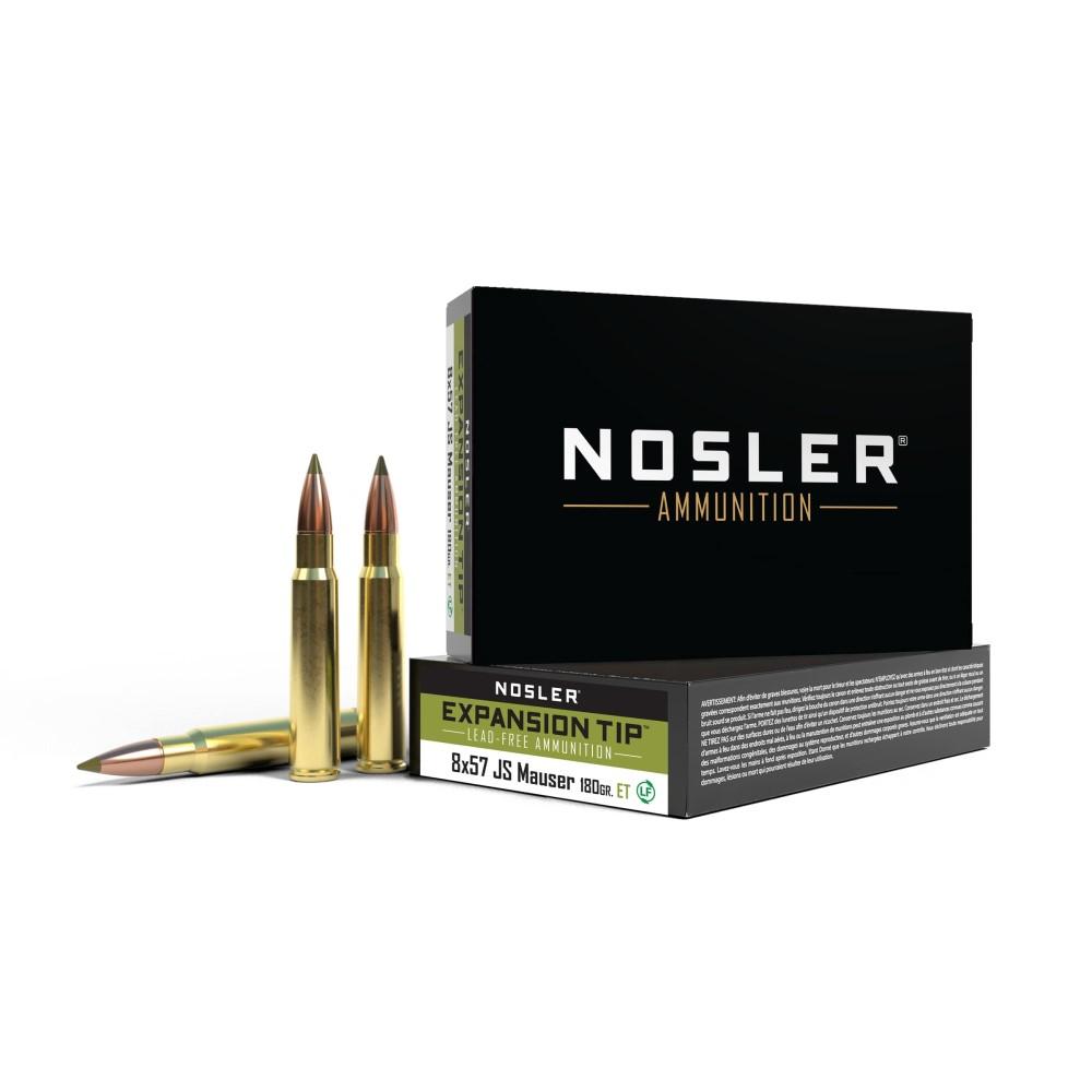 Nosler E-Tip 8mm Mauser 180 Grain Rifle Ammunition 1 Nosler E-Tip Rifle Ammunition 8x57 JS 180gr PT 2550 fps 20/ct