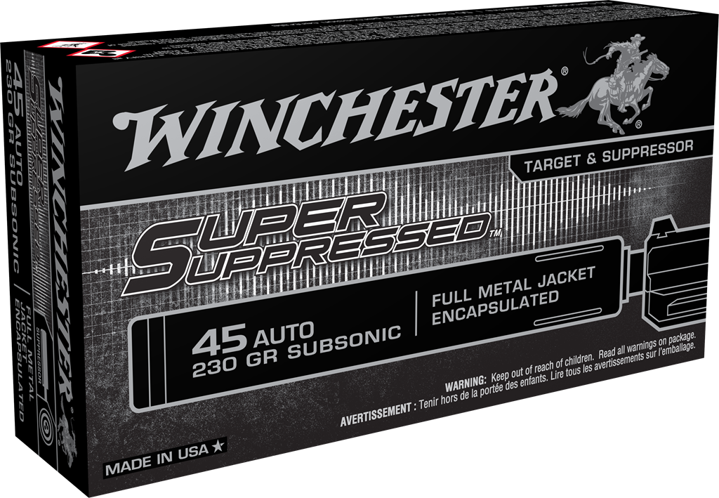 WINCHESTER SUPPRESSED 45ACP 230GR FMJ 50RD BX 1 WINCHESTER SUPPRESSED 45ACP 230GR FMJ 50RD BX