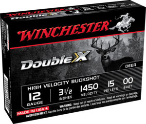 Winchester Ammo SB12L00 Double X High Velocity 12Gauge 3.50″ 15Pellets 00Buck Shot 5 Per Box/50 Case
