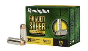10mm Firearms and Ammunition 28 Remington Ammunition R21370 Golden Saber Defense 10mmAuto 180gr Brass Jacketed Hollow Point 20 Per Box/25 Case