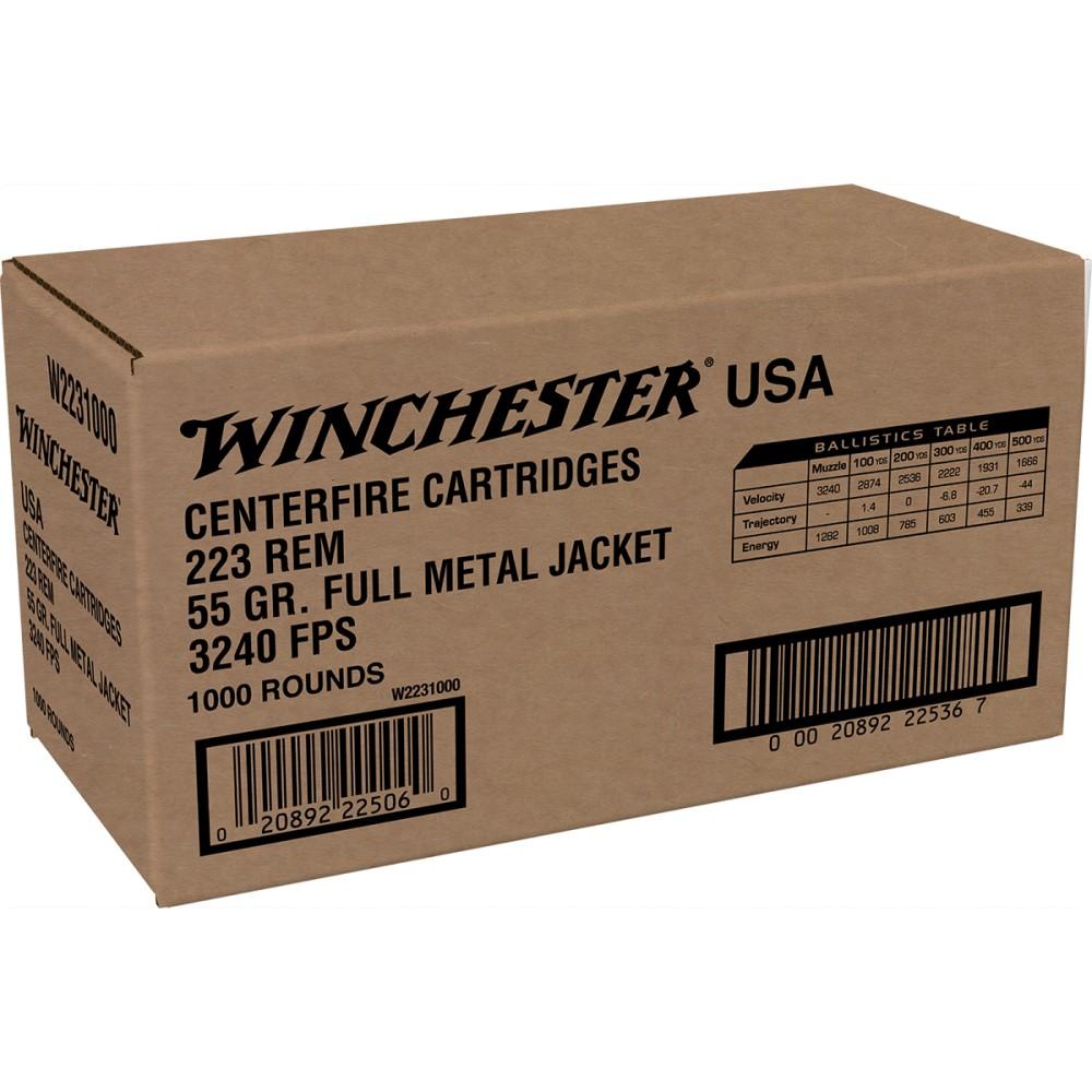 Winchester USA Lake City Rifle Ammunition .223 Rem 55 gr. FMJ 3240 fps 1000/ct (Bulk) 1 Winchester USA Lake City Rifle Ammunition .223 Rem 55 gr. FMJ 3240 fps 1000/ct (Bulk)