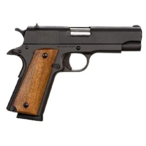 Rock Island Armory M1911 GI Standard MS Handgun .45 ACP 8rd Magazine 4.2″ Barrel Black with Wood Grips CA MD MA Compliant