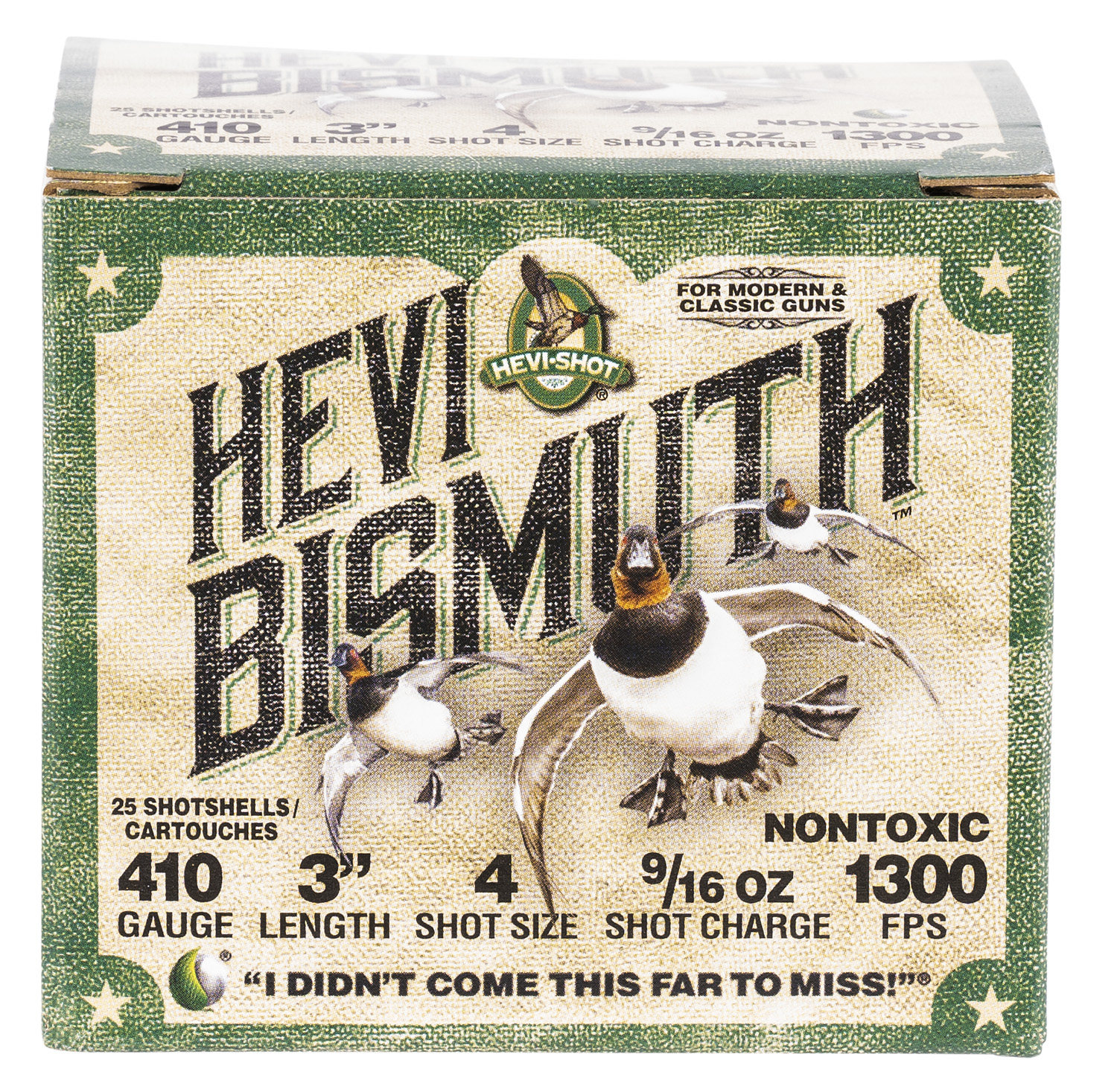 Hevishot HEVI-Shot Bismuth 410 Gauge 3 Inch Number 4 Shot 25 Round Shotgun Ammunition 1 Hevishot HEVI-Shot Bismuth 410 Gauge 3 Inch Number 4 Shot 25 Round Shotgun Ammunition