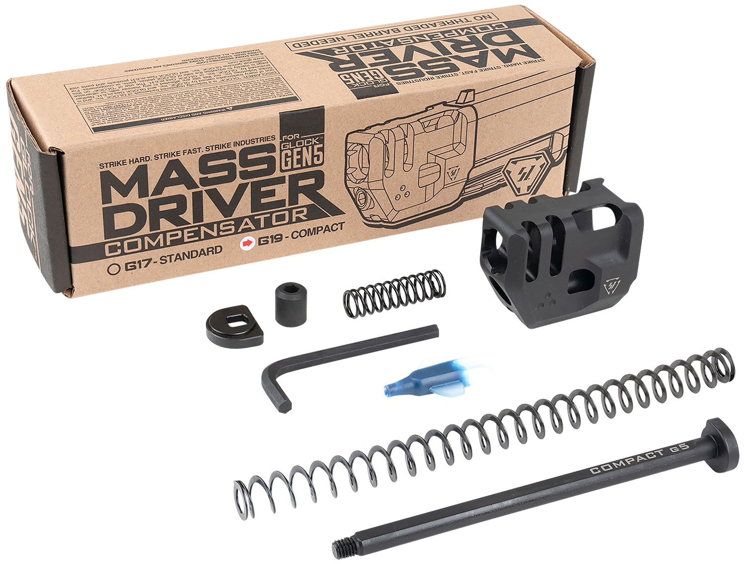 Strike Industries G5MDCOMPC Mass Driver Compensator Black for Glock 19 Gen 5 1 Strike Industries G5MDCOMPC Mass Driver Compensator Black for Glock 19 Gen 5