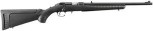 .17 HMR Firearms and Ammunition 7 Ruger 8312 American Rimfire Full Size 17 HMR 9+1 18" Satin Blued Threaded Barrel & Alloy Steel Receiver w/Integral Scope Mount, Black Fixed Synthetic Stock, Right Hand