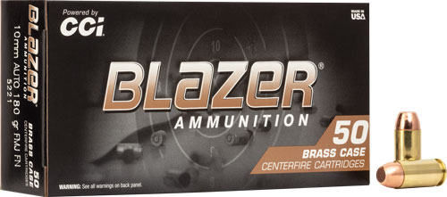 CCI BLAZER BRASS 10MM 180GR - FMJ 50RD 20BX/CS 1 CCI BLAZER BRASS 10MM 180GR - FMJ 50RD 20BX/CS