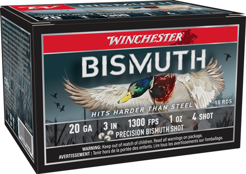Winchester Bismuth 20 Gauge 3.5 Inch Number 4 Shot 15 Round Shotgun Ammunition 1 Winchester Bismuth 20 Gauge 3.5 Inch Number 4 Shot 15 Round Shotgun Ammunition