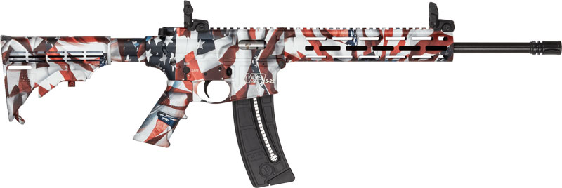 S&W M&P15-22 SPORT 22LR FLAG - 16.5" 25-SH 6-POS STOCK RWB 1 S&W M&P15-22 SPORT 22LR FLAG - 16.5" 25-SH 6-POS STOCK RWB
