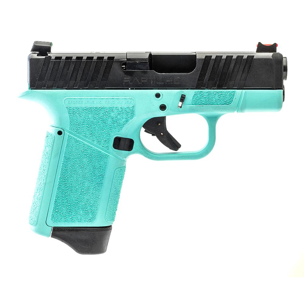 GForce Arms GF9 Rapture Subcompact OR Handgun 9mm Luger 12rd Magazine 3.25" Barrel Robin's Egg Frame Black Slide 1 GForce Arms GF9 Rapture Subcompact OR Handgun 9mm Luger 12rd Magazine 3.25" Barrel Robin's Egg Frame Black Slide