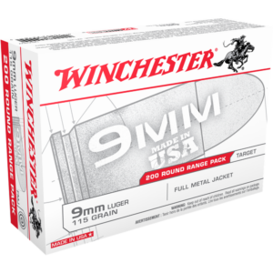 Home 33 Winchester USA Handgun Ammunition 9mm Luger 115 gr. FMJ 1190 fps 200/ct Bulk
